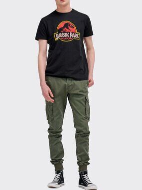 🇨🇦 Jurassic Park Boys Black Graphic Tee - Iconic Dino Logo